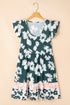 Floral Print Ruffle Sleeve Empire Waist Mini Dress